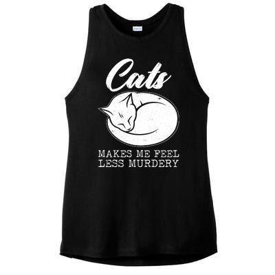 Cats Makes Me Feel Less Murdery Ladies PosiCharge Tri-Blend Wicking Tank