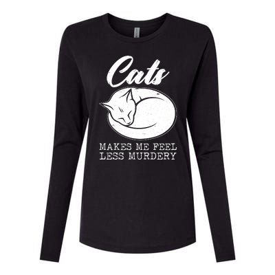 Cats Makes Me Feel Less Murdery Womens Cotton Relaxed Long Sleeve T-Shirt