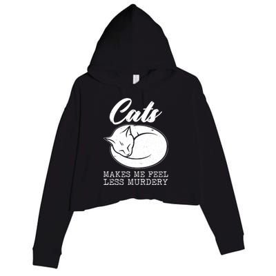 Cats Makes Me Feel Less Murdery Crop Fleece Hoodie