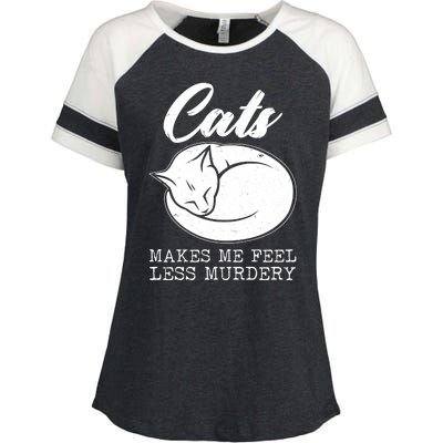 Cats Makes Me Feel Less Murdery Enza Ladies Jersey Colorblock Tee