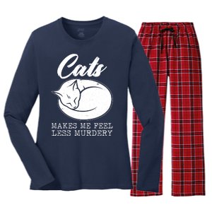 Cats Makes Me Feel Less Murdery Women's Long Sleeve Flannel Pajama Set 