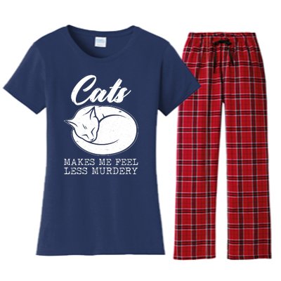 Cats Makes Me Feel Less Murdery Women's Flannel Pajama Set