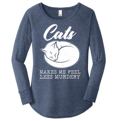 Cats Makes Me Feel Less Murdery Women's Perfect Tri Tunic Long Sleeve Shirt