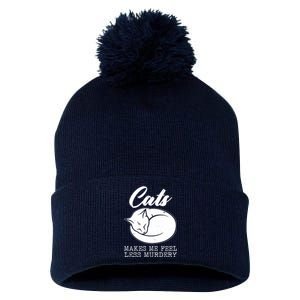 Cats Makes Me Feel Less Murdery Pom Pom 12in Knit Beanie