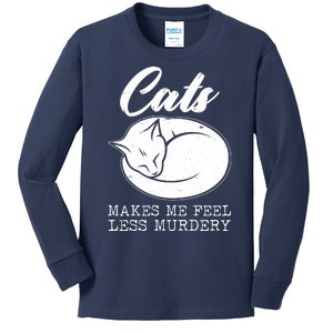 Cats Makes Me Feel Less Murdery Kids Long Sleeve Shirt