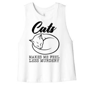 Cats Makes Me Feel Less Murdery Women's Racerback Cropped Tank