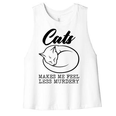 Cats Makes Me Feel Less Murdery Women's Racerback Cropped Tank