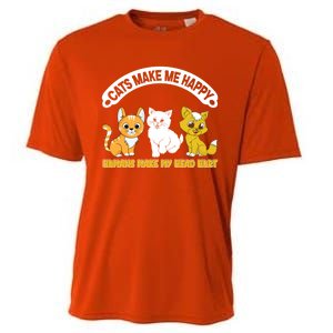 Cats Make Me Happy Hu Make My Head Hurt Funny Cats Great Gift Cooling Performance Crew T-Shirt