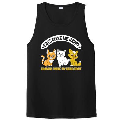 Cats Make Me Happy Hu Make My Head Hurt Funny Cats Great Gift PosiCharge Competitor Tank