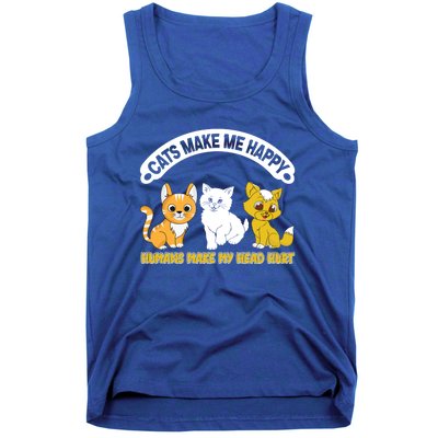 Cats Make Me Happy Hu Make My Head Hurt Funny Cats Great Gift Tank Top