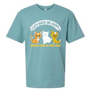 Cats Make Me Happy Hu Make My Head Hurt Funny Cats Great Gift Sueded Cloud Jersey T-Shirt