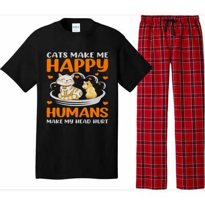 Cats Make Me Happy Hu Make My Head Hurt Funny Gift Pajama Set