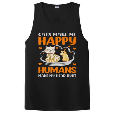 Cats Make Me Happy Hu Make My Head Hurt Funny Gift PosiCharge Competitor Tank