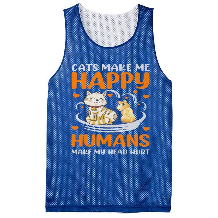 Cats Make Me Happy Hu Make My Head Hurt Funny Gift Mesh Reversible Basketball Jersey Tank