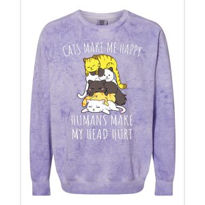 Cats Make Me Happy Humans Make My Head Hurt Colorblast Crewneck Sweatshirt