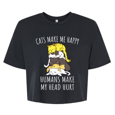 Cats Make Me Happy Humans Make My Head Hurt Bella+Canvas Jersey Crop Tee