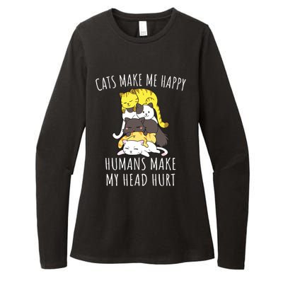 Cats Make Me Happy Humans Make My Head Hurt Womens CVC Long Sleeve Shirt