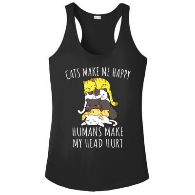 Cats Make Me Happy Humans Make My Head Hurt Ladies PosiCharge Competitor Racerback Tank