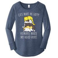 Cats Make Me Happy Humans Make My Head Hurt Women's Perfect Tri Tunic Long Sleeve Shirt