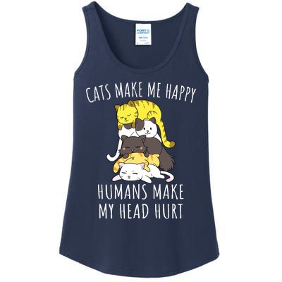 Cats Make Me Happy Humans Make My Head Hurt Ladies Essential Tank