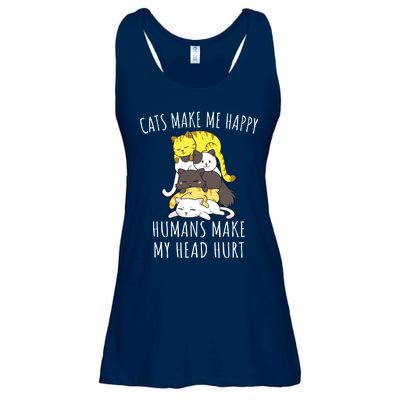 Cats Make Me Happy Humans Make My Head Hurt Ladies Essential Flowy Tank