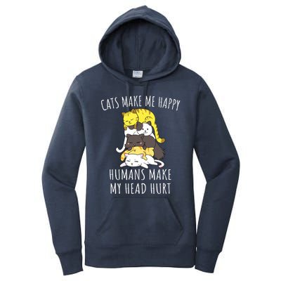 Cats Make Me Happy Humans Make My Head Hurt Women's Pullover Hoodie