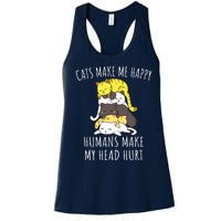 Cats Make Me Happy Humans Make My Head Hurt Women's Racerback Tank