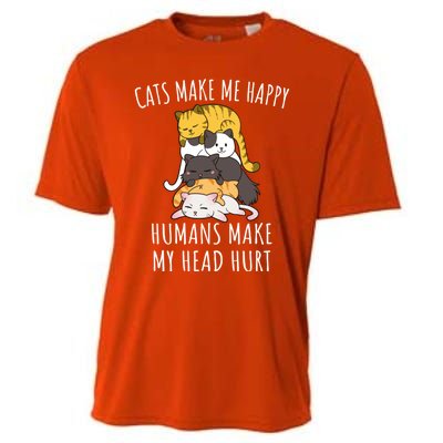 Cats Make Me Happy Hu Make My Head Hurt Gift Cooling Performance Crew T-Shirt