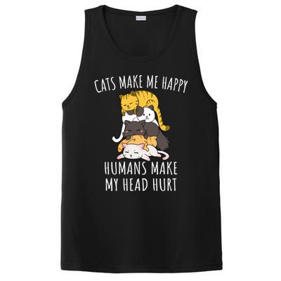 Cats Make Me Happy Hu Make My Head Hurt Gift PosiCharge Competitor Tank