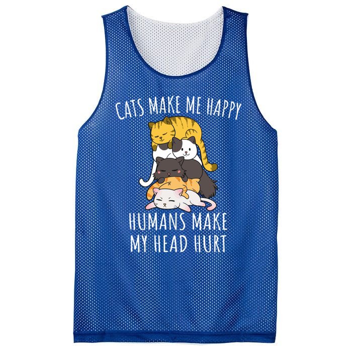 Cats Make Me Happy Hu Make My Head Hurt Gift Mesh Reversible Basketball Jersey Tank