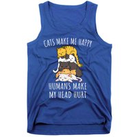 Cats Make Me Happy Hu Make My Head Hurt Gift Tank Top