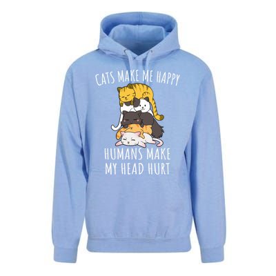 Cats Make Me Happy Hu Make My Head Hurt Gift Unisex Surf Hoodie