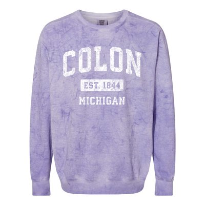 Colon Michigan Mi Vintage Athletic Sports Colorblast Crewneck Sweatshirt