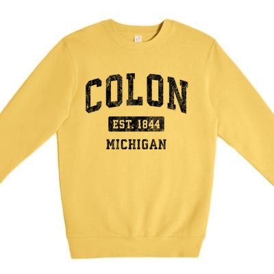 Colon Michigan Mi Vintage Athletic Sports Premium Crewneck Sweatshirt