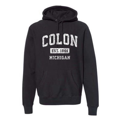 Colon Michigan Mi Vintage Athletic Sports Premium Hoodie