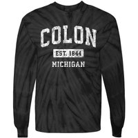 Colon Michigan Mi Vintage Athletic Sports Tie-Dye Long Sleeve Shirt