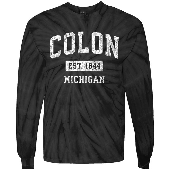 Colon Michigan Mi Vintage Athletic Sports Tie-Dye Long Sleeve Shirt