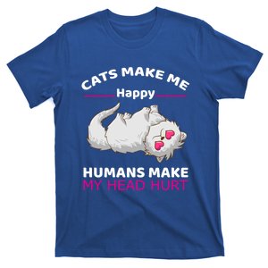 Cats Make Me Happy Hu Make My Head Hurt Gift T-Shirt