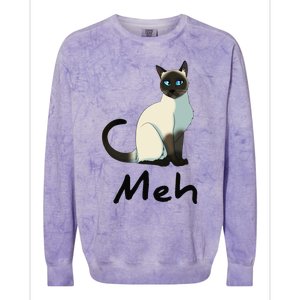 Cat Meh Meow Funny Siamese Cat Lovers Gift Colorblast Crewneck Sweatshirt