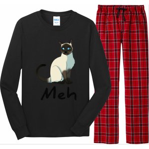 Cat Meh Meow Funny Siamese Cat Lovers Gift Long Sleeve Pajama Set