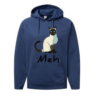 Cat Meh Meow Funny Siamese Cat Lovers Gift Performance Fleece Hoodie