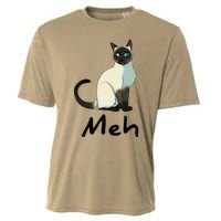 Cat Meh Meow Funny Siamese Cat Lovers Gift Cooling Performance Crew T-Shirt