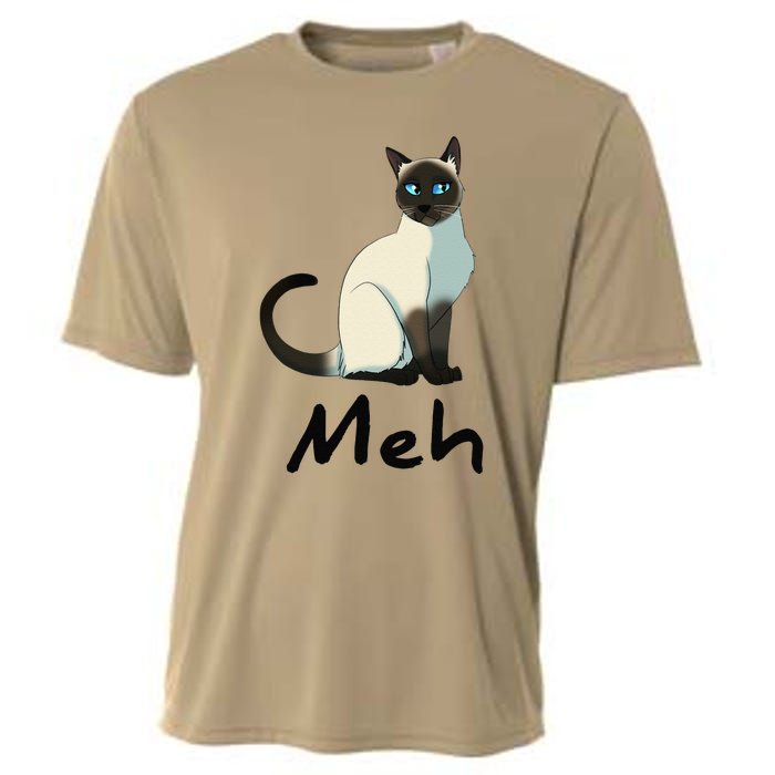 Cat Meh Meow Funny Siamese Cat Lovers Gift Cooling Performance Crew T-Shirt