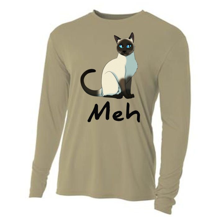 Cat Meh Meow Funny Siamese Cat Lovers Gift Cooling Performance Long Sleeve Crew