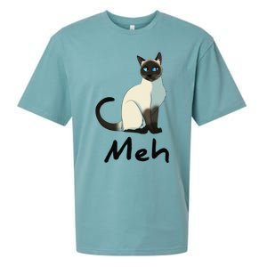 Cat Meh Meow Funny Siamese Cat Lovers Gift Sueded Cloud Jersey T-Shirt