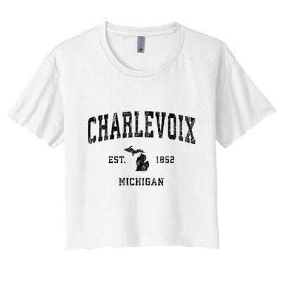Charlevoix Michigan Mi Vintage Athletic Sports Design Sweatshirt Crop Top