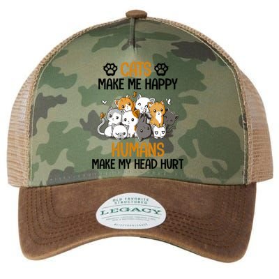 Cats Make Me Happy Hu Make My Head Hurt Gift Legacy Tie Dye Trucker Hat