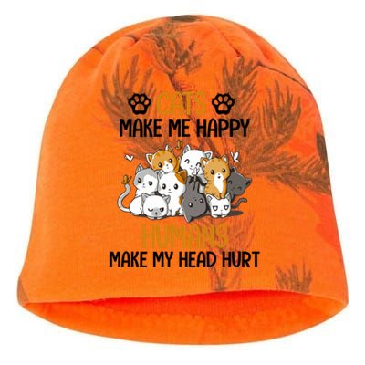 Cats Make Me Happy Hu Make My Head Hurt Gift Kati - Camo Knit Beanie