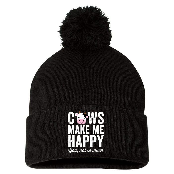 Cows Make Me Happy You Not So Much Hoodie - Farmer Cows Pom Pom 12in Knit Beanie