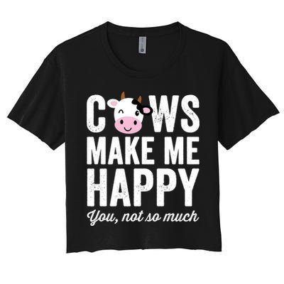 Cows Make Me Happy You Not So Much Hoodie - Farmer Cows Crop Top